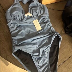 Cup she Blue Halter One-Piece Swimsuit size medium bnwts
